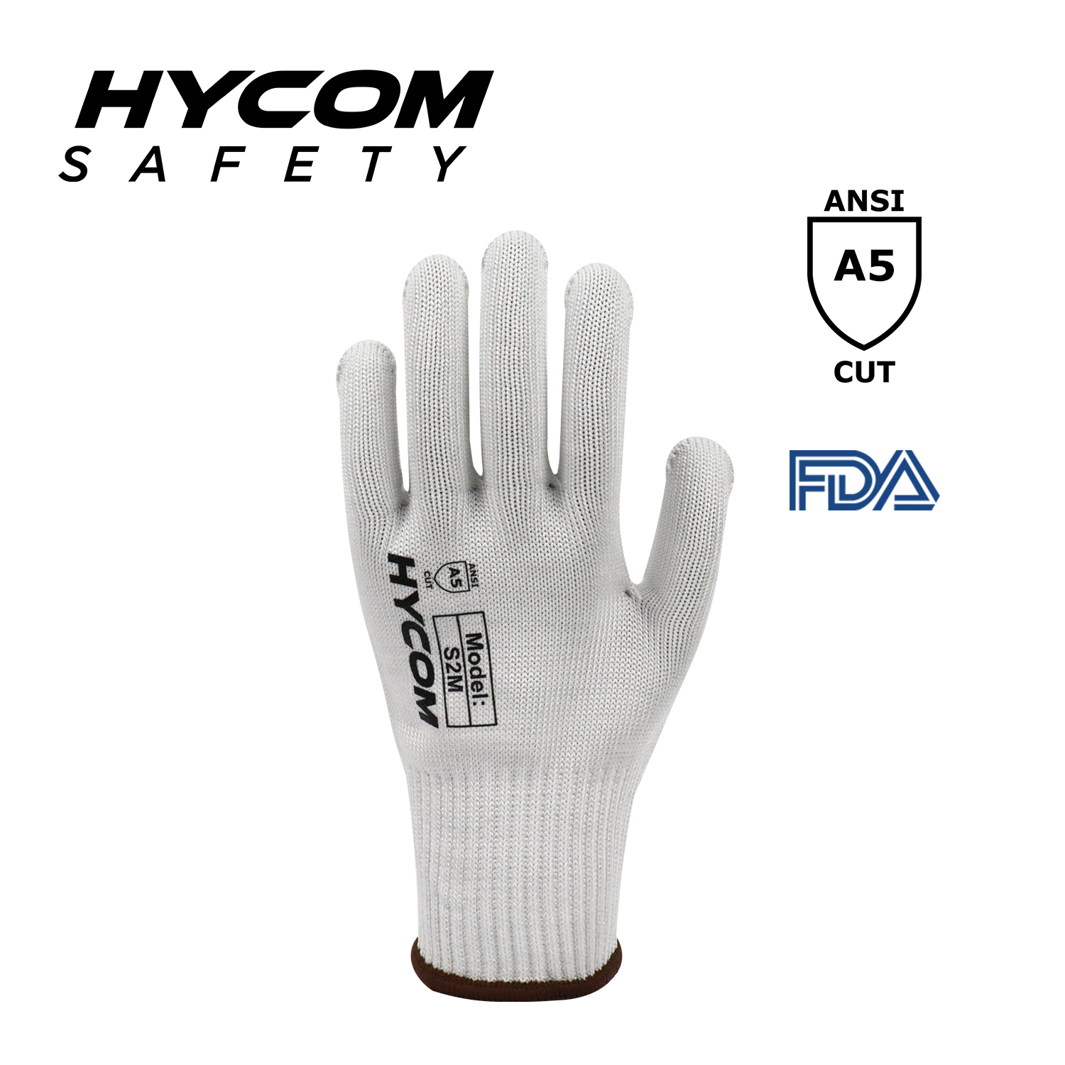 HYCOM Corte de respiración 10G ANSI 5 FDA Guante resistente a cortes Guantes de trabajo HPPE con sensación de mano transpirable