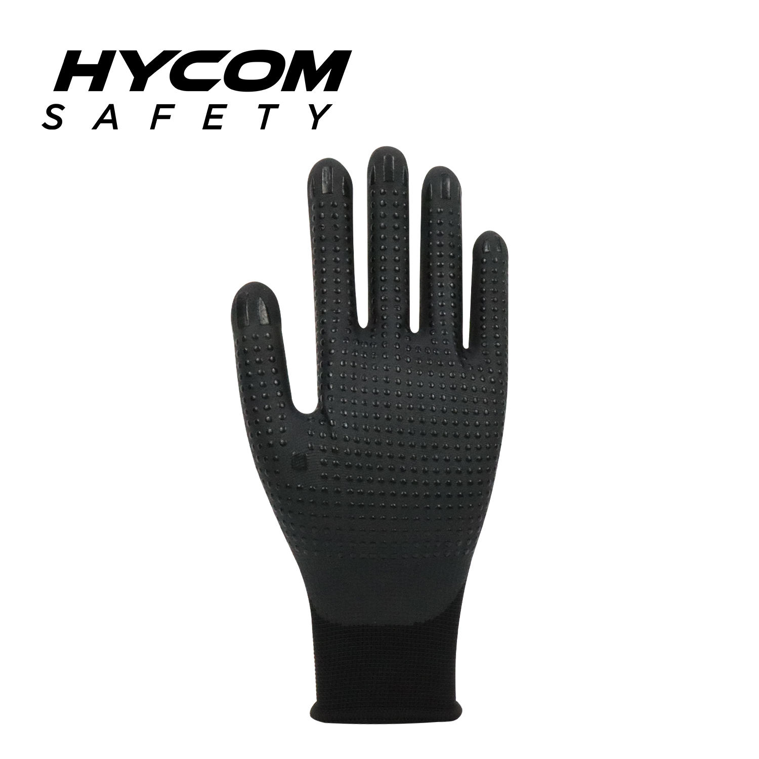 HYCOM Guante de poliéster 13G con recubrimiento de nitrilo Sandy en la palma y guantes de trabajo con puntos de nitrilo