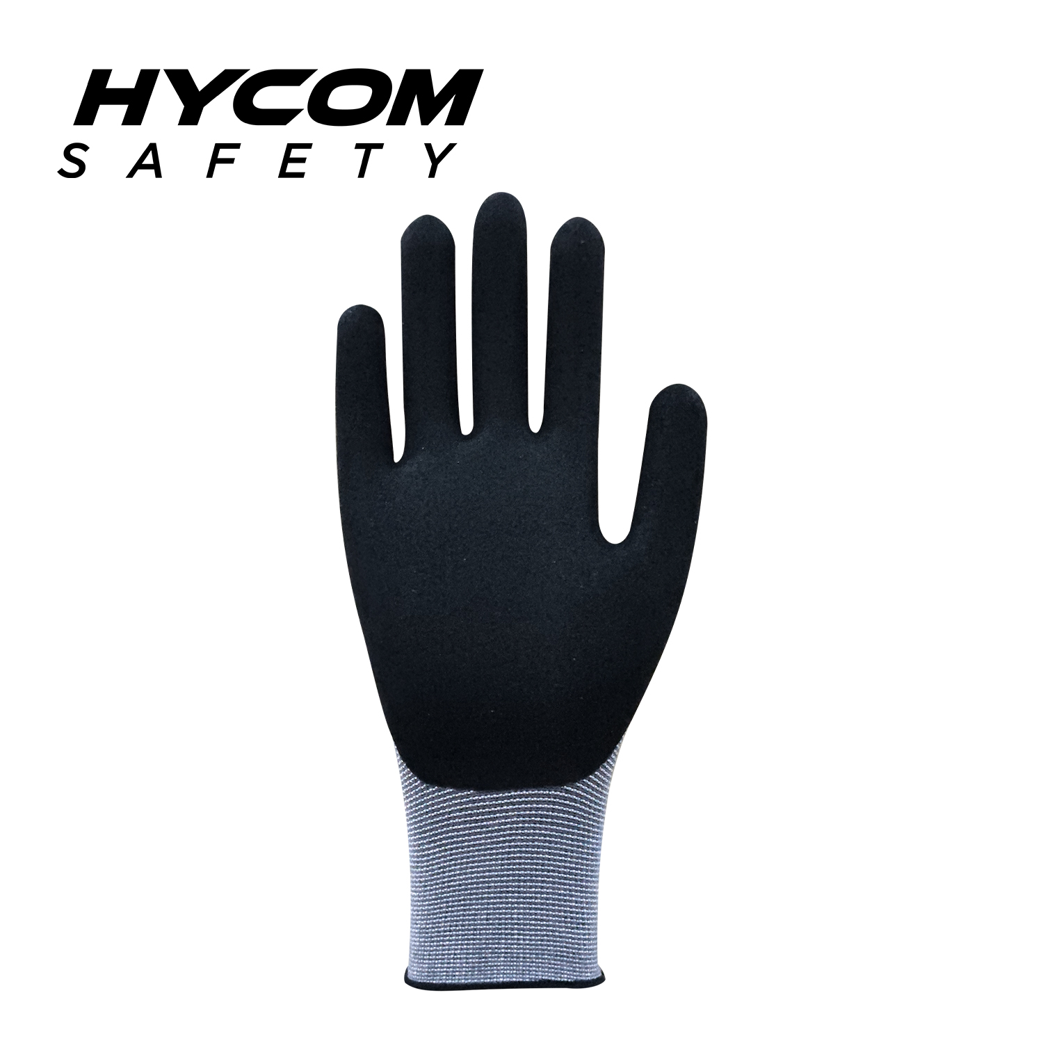 HYCOM Guante de licra de nailon de calibre fino de 15G con revestimiento de nitrilo Sandy en la palma Guante de trabajo táctil para pantalla