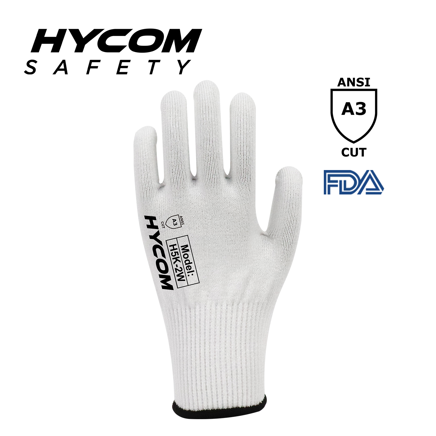 HYCOM Guantes de mano resistentes a cortes de alto rendimiento 13G Protección de nivel 5 de corte de grado alimenticio para cocina