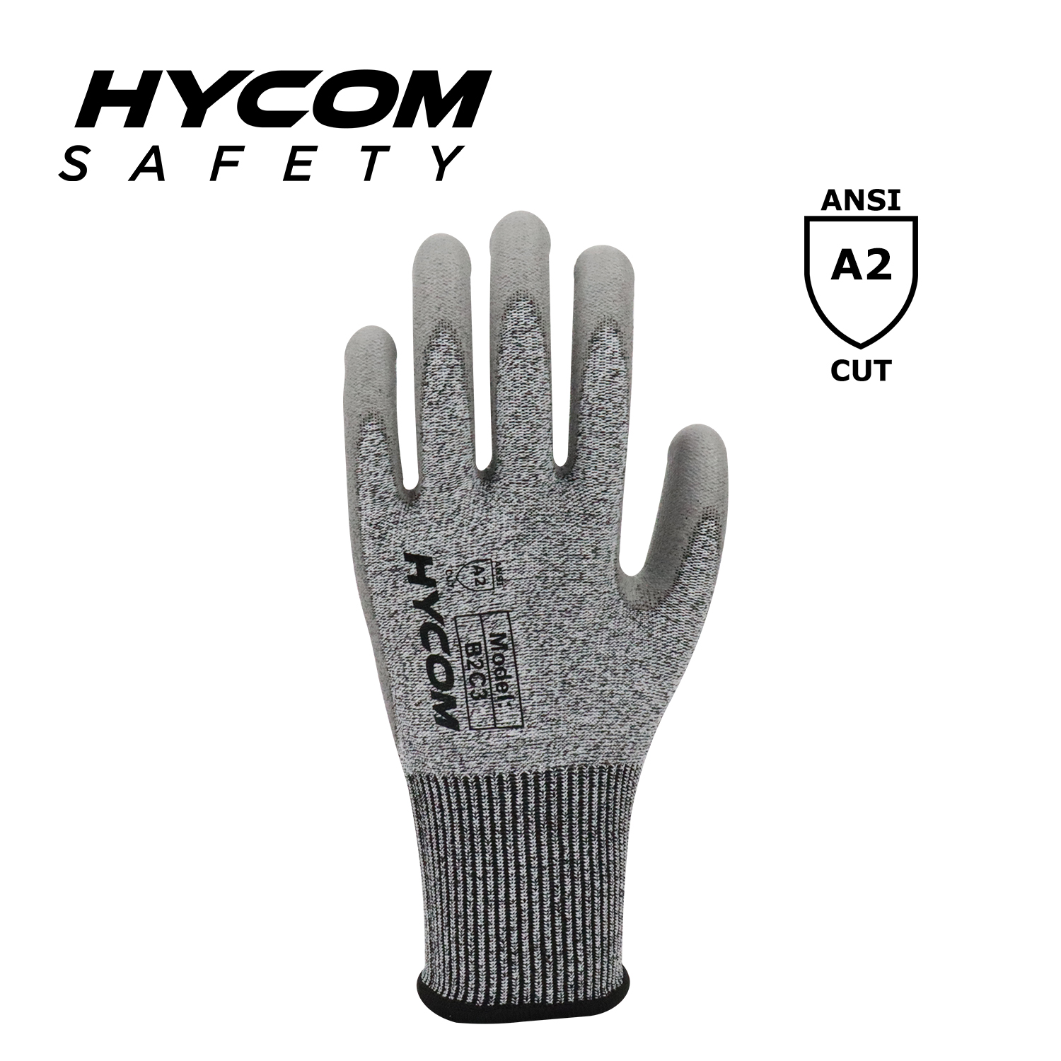 HYCOM 13G ANSI 2 Nivel de corte 3 Guantes resistentes a cortes con recubrimiento de poliuretano en la palma Guantes PPE