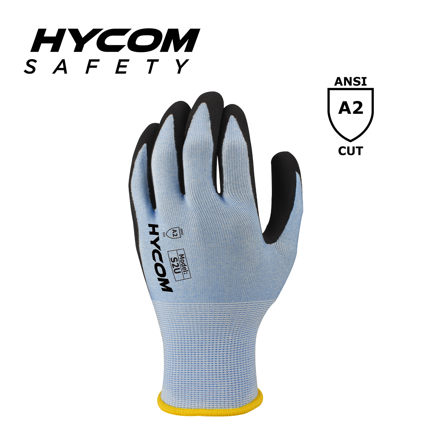 HYCOM 18G ANSI 2 Guante flexible resistente a cortes con recubrimiento de nitrilo en la palma Guantes de seguridad súper delgados