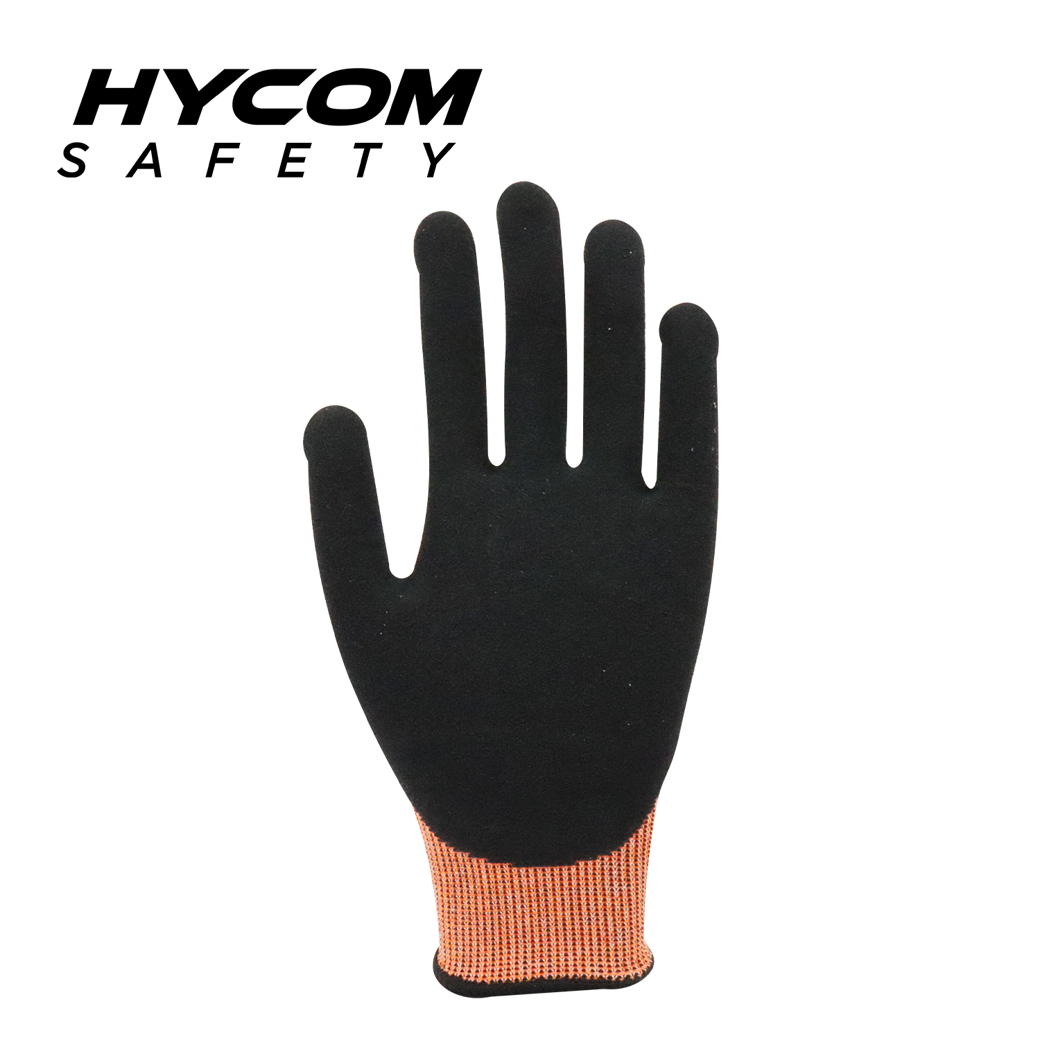 HYCOM Guantes de PPE con revestimiento de nitrilo arenoso de palma, hilo reciclado, resistente a cortes, 18G ANSI 4