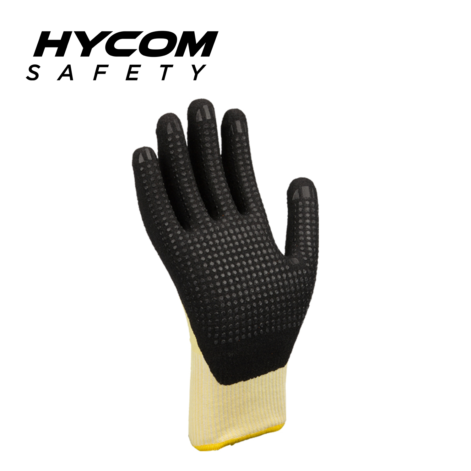 HYCOM 13G Nivel 4 ANSI 3 Guante resistente a cortes de aramida con nitrilo arenoso y guantes resistentes al calor con puntos de nitrilo