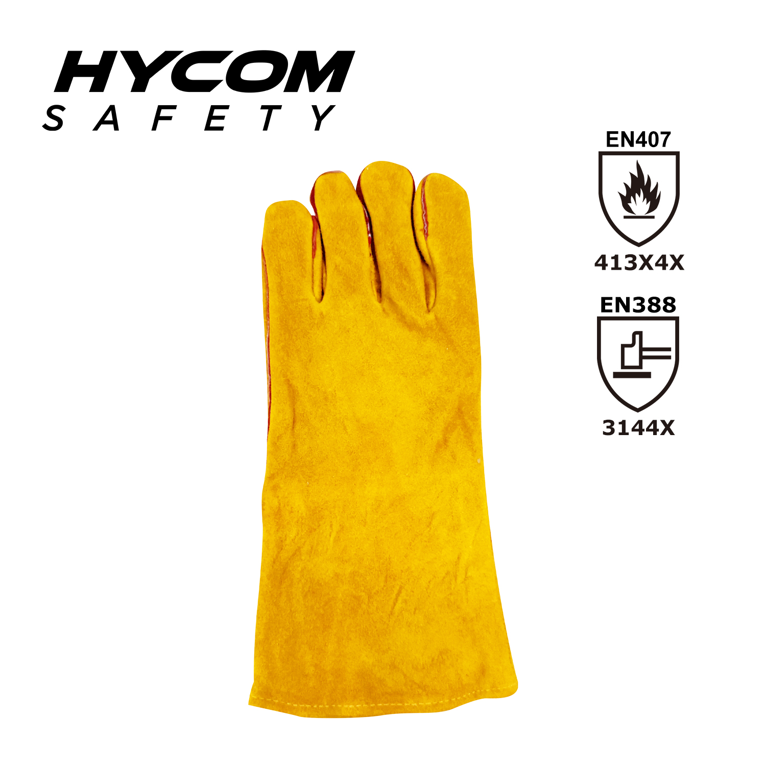 HYCOM Guante de cuero de vaca transpirable Guante de trabajo flexible resistente al calor