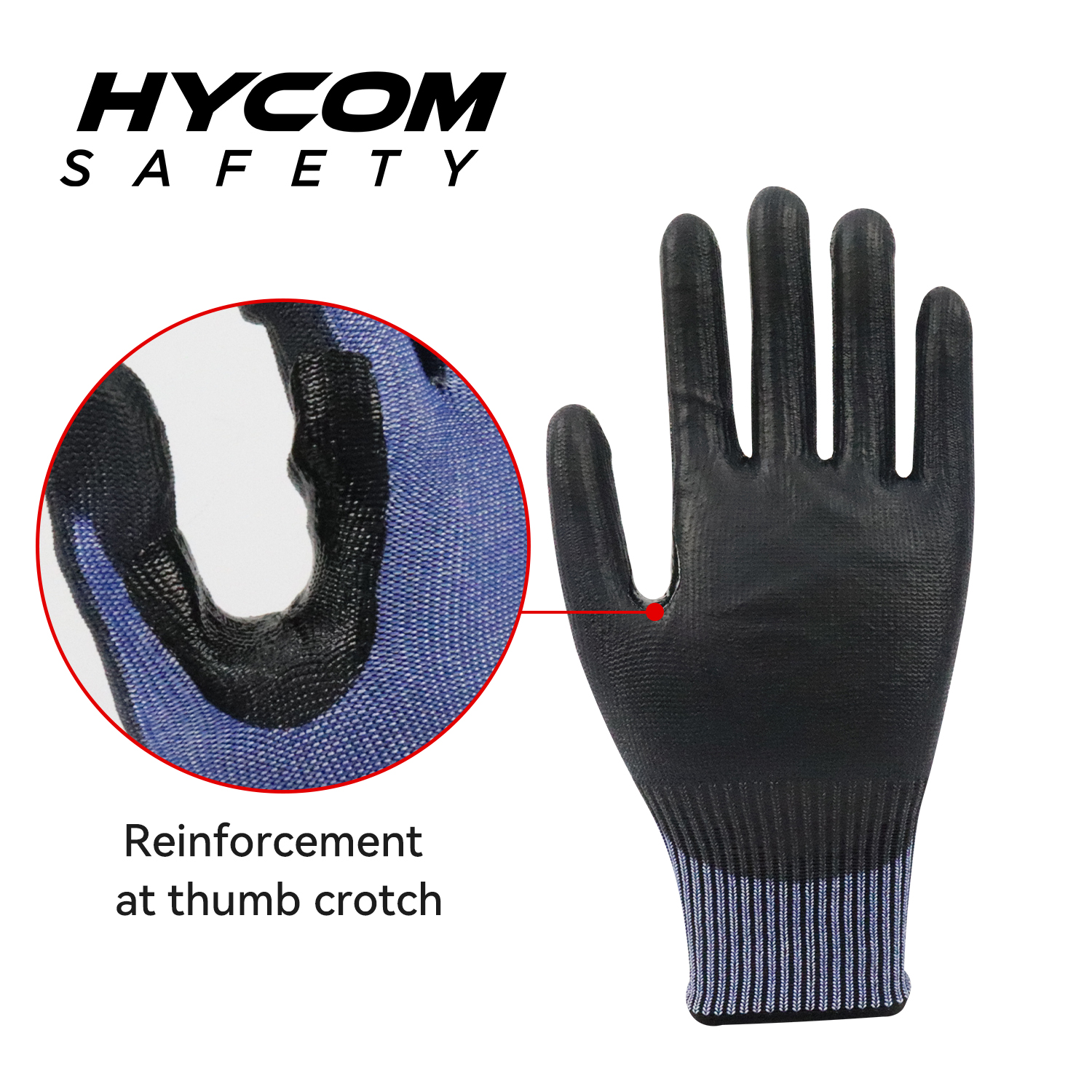 HYCOM Guante resistente a cortes 13G ANSI 4 con recubrimiento de poliuretano en la palma