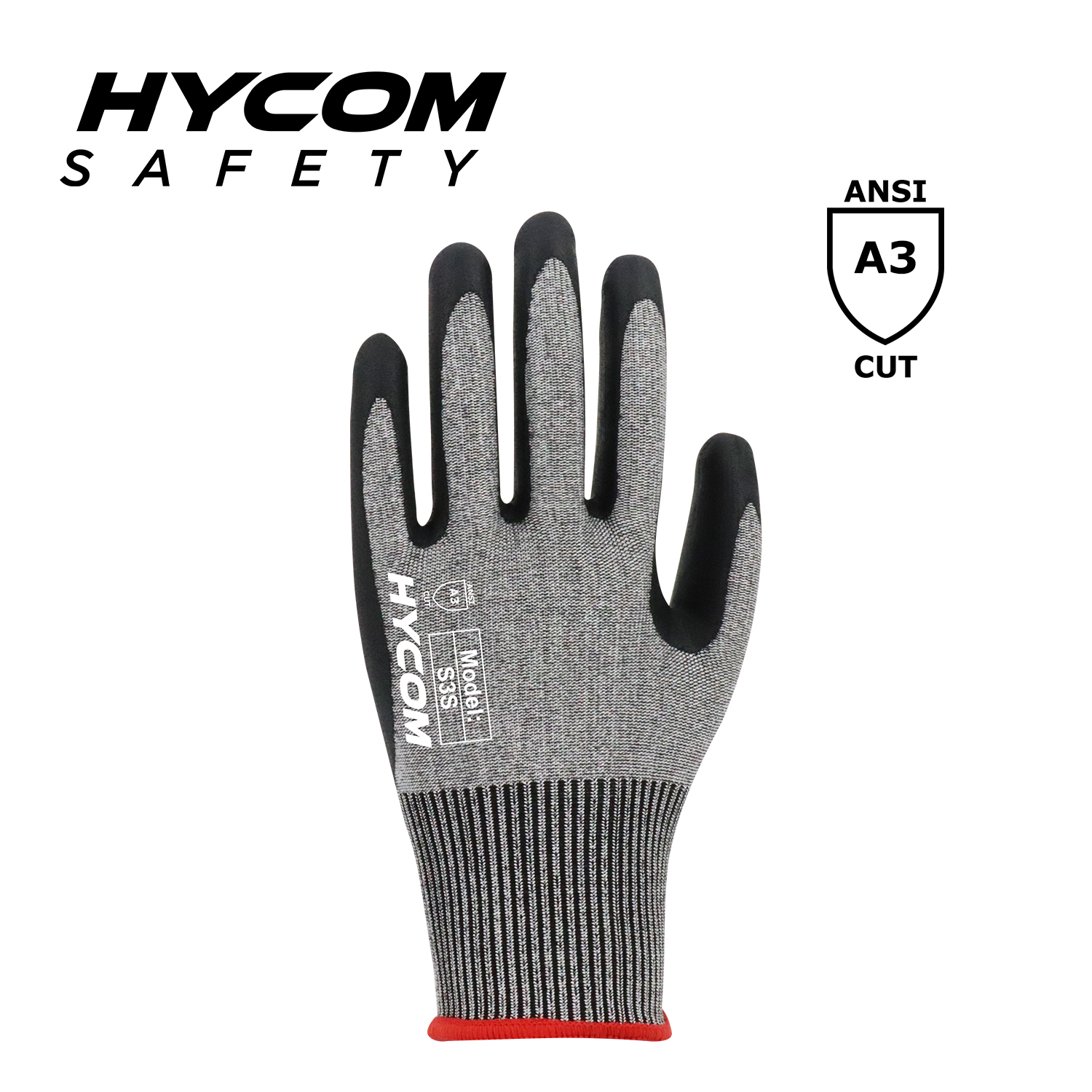 HYCOM Guantes resistentes a cortes 15G ANSI 3 resistentes a cortes con guantes de trabajo HPPE de espuma de nitrilo