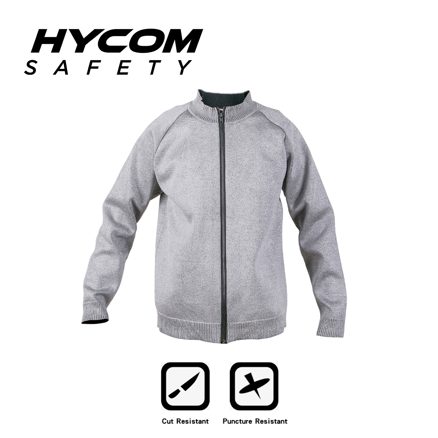 HYCOM ANSI 5 Chaqueta con cremallera resistente a los cortes con piqué transpirable y orificio para el pulgar PPE Vestimenta