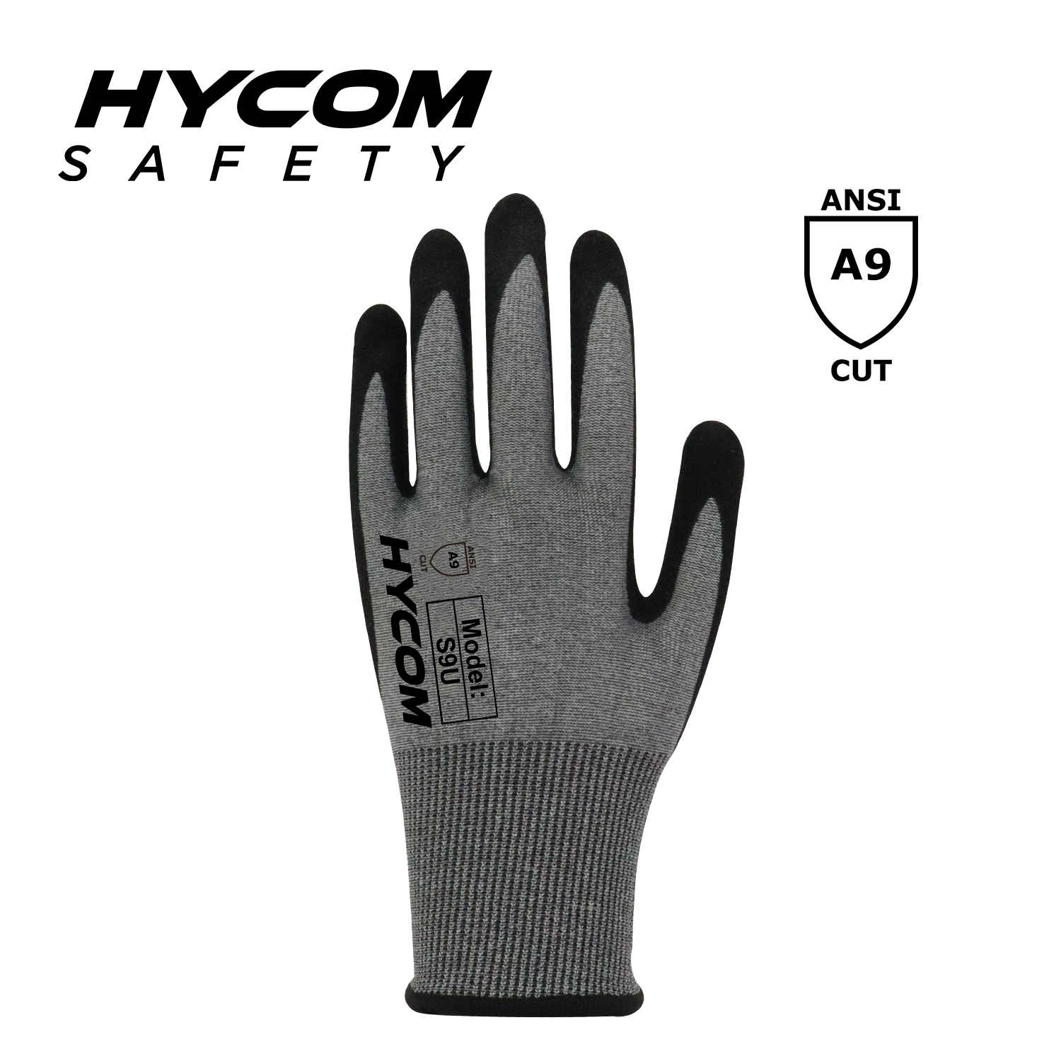 HYCOM 18G ANSI 9 Guantes resistentes a cortes con recubrimiento de nitrilo Sandy en la palma HT Guantes de PPE súper delgados