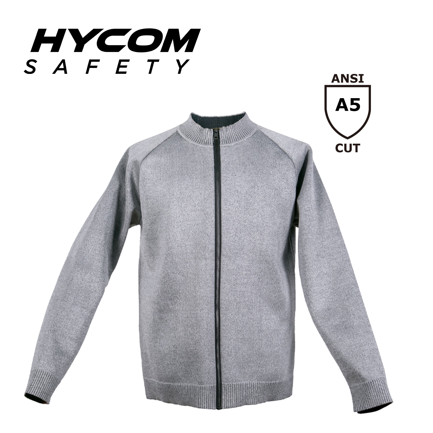 HYCOM ANSI 5 Chaqueta con cremallera resistente a los cortes con piqué transpirable y orificio para el pulgar PPE Vestimenta
