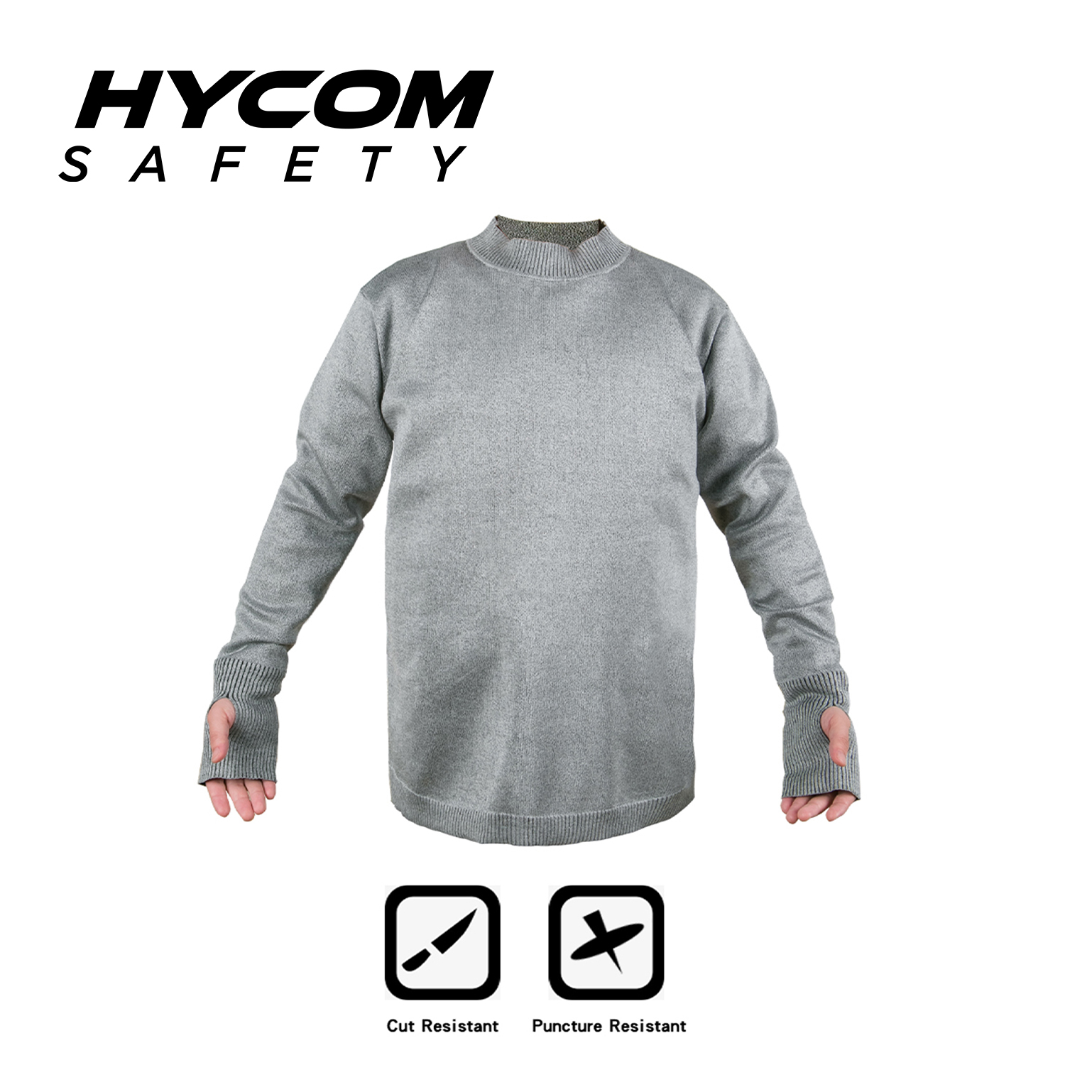 HYCOM ANSI 5 Ropa de suéter resistente a los cortes con piqué transpirable y ropa de PPE con orificio para el pulgar