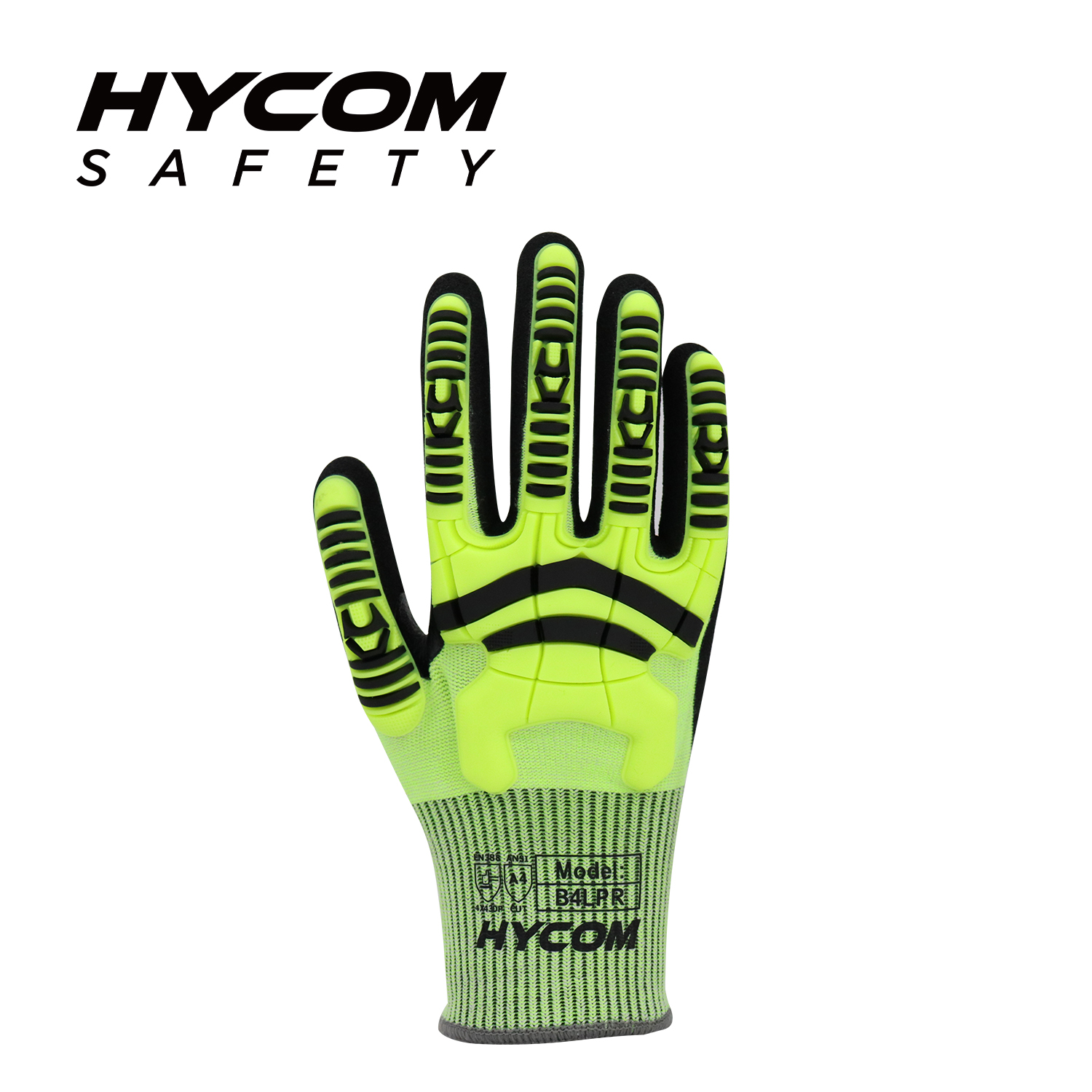 HYCOM 13GG Guantes resistentes a cortes ANSI 4 de corte transpirable con recubrimiento de nitrilo Sandy en la palma, protección de dedos y nudillos TPR